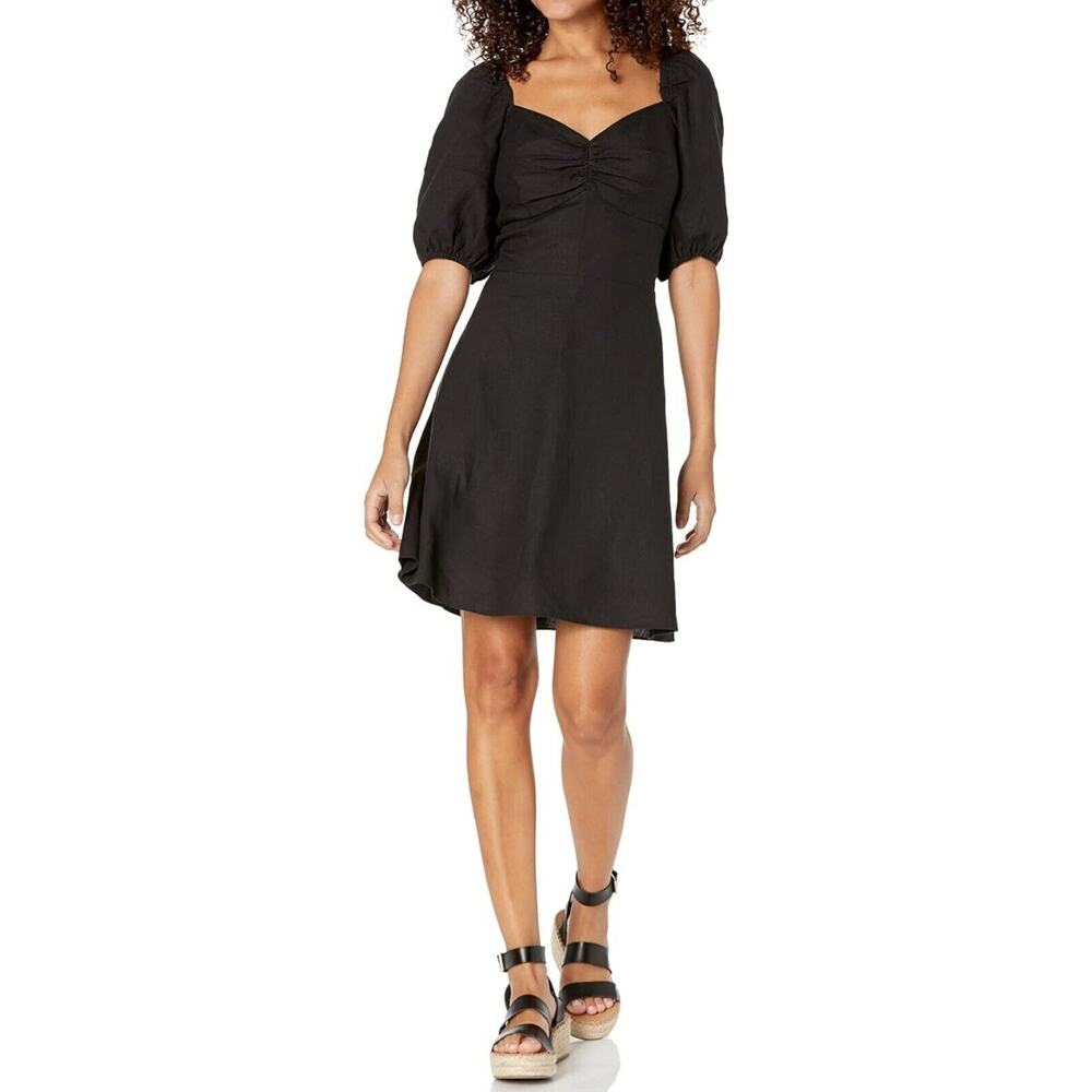 The Drop Women's Nala Twist-Front Linen Mini Dress Medium